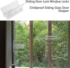 Sliding Door Lock Window Locks - 2-Pack, Childproof Sliding Glass Door Stopper, Home Security Door Lock、Patio Door Lock for Child Proof (Clear-2 Pack)