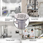 Commercial Sink Drain: 3-1/2" Sink Opening Waste Drain Valve - Brass Commercial Kitchen Sink Drain With Lever Handle - Prevents Sink Clogged Overflow For Commercial Restaurant Multi-Basin Sink