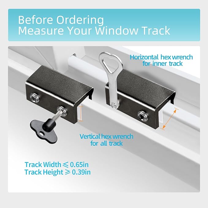 Window Locks for Up and Down Windows 4 Pack Window Stopper Sliding Window Lock for Vertical Horizontal Sliding Windows Doors with Key Aluminum Window Security Locks Child Proof(Black Large)