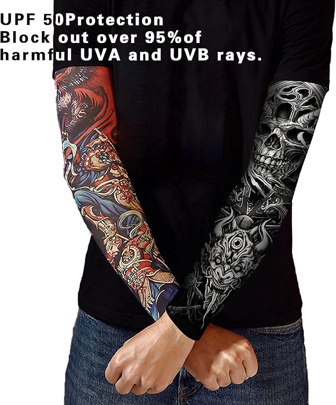 UV Sun Protection Arm Sleeves for Men & Women-UPF 50+ Sports Compression Cooling Sleeve-Unique TATTOO SLEEVE gift
