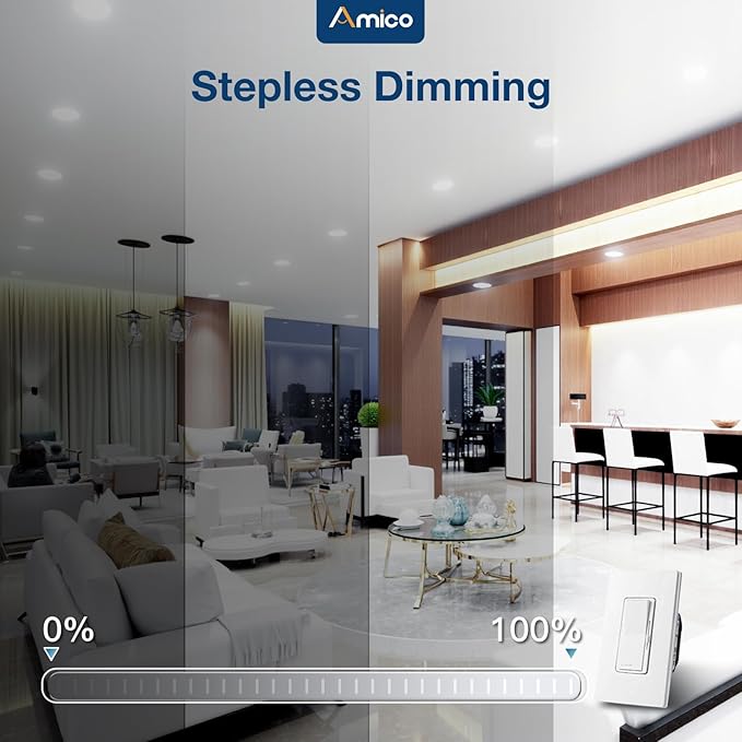 Amico 6 Inch Commercial LED Recessed Downlight, 12W/17W/22W Adjustable, 5CCT (2700K-5000K), 120-277V, CRI 90+, 0-10V Dimmable, Canless Ceiling Light, ETL & FCC Certified