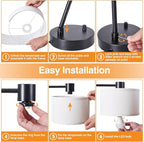 Luvkczc Table Lamp for Bedroom Set of 2 with USB C+A Ports, Fully Stepless Dimmable Bedside Lamp with Linen Lampshade, Contemporary Lamp for Living Room Reading Office, 2 LED Bulbs Included (Black)