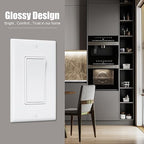 ThunderWay Single Pole Decorator Wall Light Switch with Wall Plate, 15A 120V/277V, On/Off Paddle Switch, Residential Grade - UL Listed, White (30)