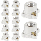 12 Pcs Porcelain Lamp Holder Socket E26/E27 Medium Keyless Threaded Socket with Two Hole Flanged Mounting 660W 250V Medium Base Lampholder Cleat Sockets for Indoor Garage Closet Lighting