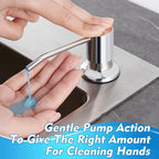 CREA Chrome Built-in Soap Dispenser for Kitchen Sink,Stainless Steel Kitchen Dish Soap Dispenser Pump,in Counter Soap Dispensers Under Sink Mouted Set 39" Tube 17oz Large Bottle