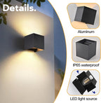 2 Pcs Outdoor Wall Lights Exterior/Interior G9 Wall Sconces Up and Down Lights IP65 Waterproof Outdoor Lighting Square Aluminum Black 4000K Natural Lights Replaceable bulb, Adjustable Light Angle
