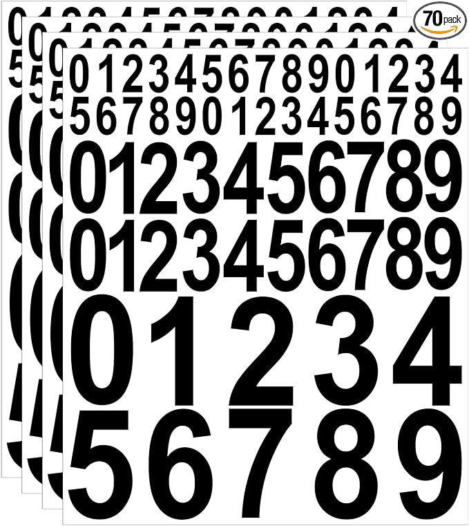 Leinuosen 260 Pcs Back to School Gifts Mailbox Numbers Stickers Adhesive Numbers for Outside Reflective Vinyl Waterproof Address Sticker for Mailbox Signs, Classroom, 1&2&3 Inch(Black Word)