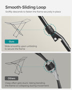 SONGMICS Clothes Drying Rack, Metal Laundry Drying Rack, Foldable, Space-Saving, Free-Standing Airer, with 2 Gullwings, Indoor Outdoor Use, Bed Linen Clothing, Black ULLR540B01