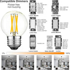 Arberlic G16.5 Light Bulb dimmable,4W E26 LED Bulb Equivalent 40 watt e26 Bulb,Neutral White 4000K,400lm,CRI>85,AC120V,Edison Style,Clear Glass,Flicker Free,Pack of 6
