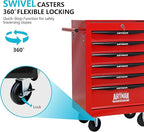 6 Drawers Rolling Tool Box on Wheels, Multifunctional Tool Chest Cabinet with Lock, Drawers Rolling Tool Cart Trolley Organizer Tool Storage Case for Warehouse,Garage,Workshop (Red)