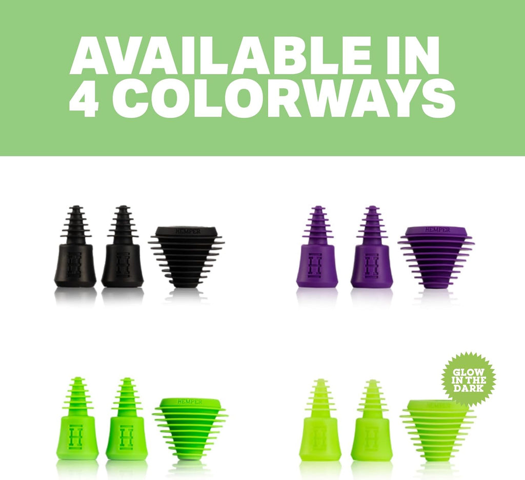 Hemper Plugs + Caps | Universal Cleaning Plugs for Glass Water Pipes & More | Fits Male & Female Joints | Leak-Proof Seal | Hassle-Free Cleaning | Durable, Reusable & Easy to Use - (Glow In The Dark)