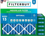 Filterbuy 18x18x2 Air Filter MERV 13 (MPR 1900) Health Defense Replacement (6-Pack), Electrostatic Pleated HVAC AC Furnace Filters, Made in USA (Actual Size: 17.75 x 17.75 x 1.75)