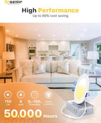 Ensenior 24 Pack 4 Inch LED Recessed Ceiling Light, Dimmable, 4000K Cool White, 750LM 9W 120V, High Brightness Canless Wafer Downlight - ETL&FCC&IC