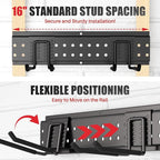 Garage Tool Organizer Wall Mount 48 inches with 10 Adjustable Heavy-Duty Hooks, Garage Organization, Garden Tool Storage Rack, Yard, and Shed, Holds Up to 400 lbs