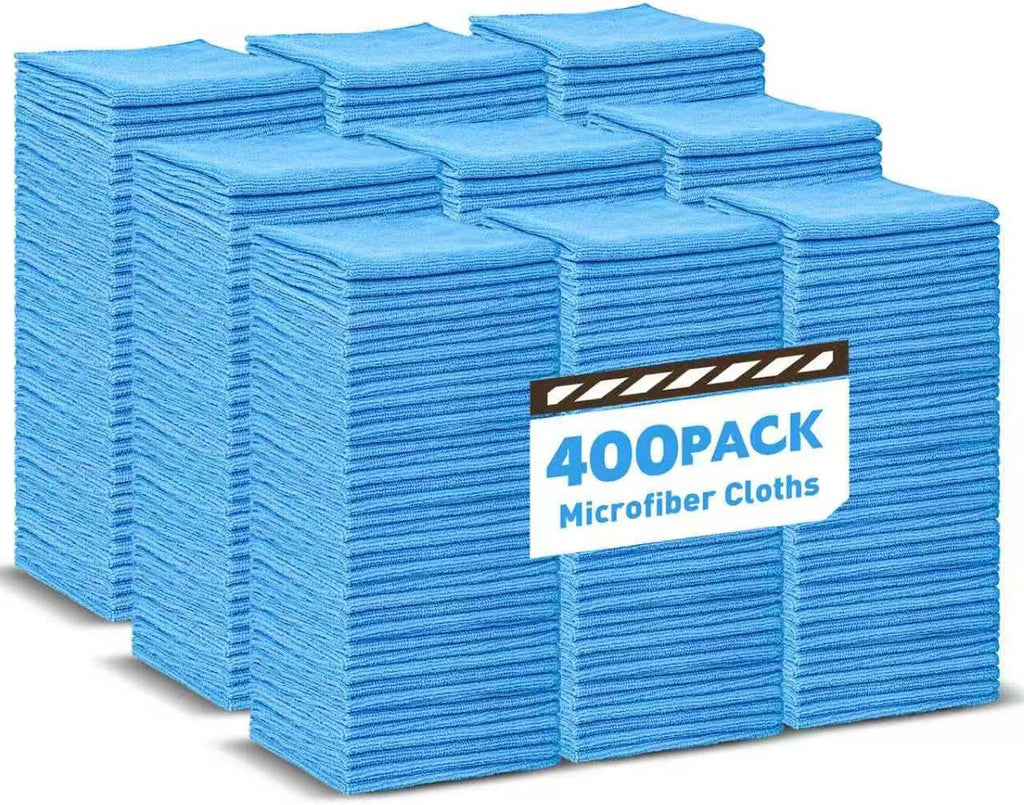 Microfiber Towels Bulk-400 Pack, Cleaning Cloths, Microfiber Towels for Cars, Cleaning Rags Blue (12x12 inches)