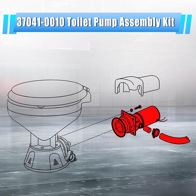 37041-0010 Toilet Pump Assembly Kit, Marine and RV Electric Toilet Macerator Sub Assembly Kit Compatible with Jabsco 37010-, 12V