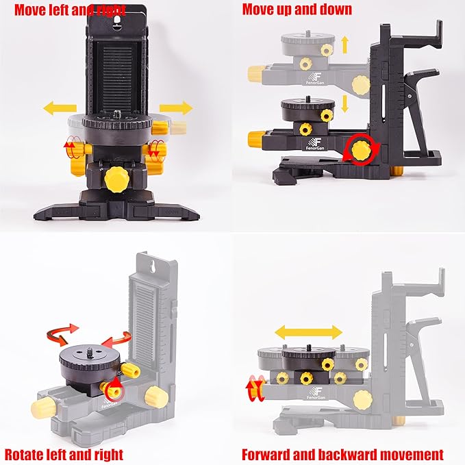 FenoGan laser level accessory kit 360 ° base, upgraded base stability bracket, with 5/8-inch threaded interface, multifunctional magnetic rotating base with tilt angle adjustment, and adjustable clamp