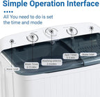 Portable 22 lbs Twin Tub Washing Machine with Drying Rack, 13 lbs Washer Mini Compact Laundry Machine and 9 lbs Spinner, Semi-automatic Washer Combo for Dorms, Apartments