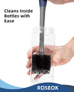 2 in 1 Long Handle Bottle Brush with Straw Brush for Cleaning Glass, Sports Bottle, Coffee Mug, Gray, 1 Pack