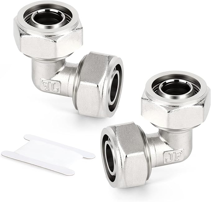TAISHER 2PCS Brass-Nickel Plated Equal Elbow Fitting，3/4" Tubing,Tube Fitting For Air Piping System