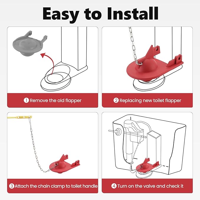 2 Inch Shark Fin Toilet Flapper Compatible with Kohler GP1078440, Toilet Flapper Replacement Part, for Kohler Toilet Tank Parts Red (2 Pack)