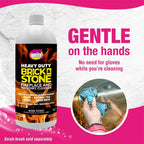 Quick'n Brite Fireplace Brick and Stone Cleaner 32oz with Scrub Brush - Natural Stone, Tile, and Marble Cleaner - Indoor Fireplace and Wood Stove Cleaning Kit - Pellet Stove Creosote Remover
