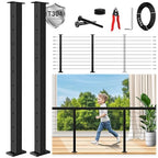 36" Expandable 2-8FT Black T304 Cable Railing Post Kit, Complete Cable Railing System with 2 Level Posts & 98ft 1/8" Wire Rope(No Handrail), Adjustable Length Easy DIY for Decks/Porch