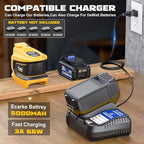 Power Inverter 200W Portable Power Station Generator Compatible with DeWALT, Ecarke Real 200W Supply Charger Adapter with Dual USB,AC Outlet and Type-C with 5Ah Battery & Charger Station Kit