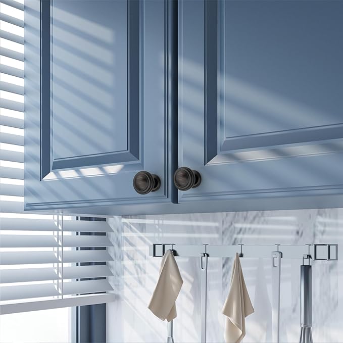 Amerdeco 10 Pack Oil Rubbed Bronze Cabinet Knobs Single Hole Cabinet Pulls 1 Inch Drawer Knobs for Bathroom Cabinets ZH0086