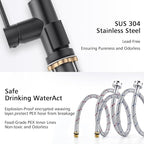 CREA Black Kitchen Faucet,Pull Down Kitchen Faucets with Sprayer 3 Modes Single Hole,360°Swivel High Arc,Commercial RV Laundry Bar Uitility Sink,Stainless Steel