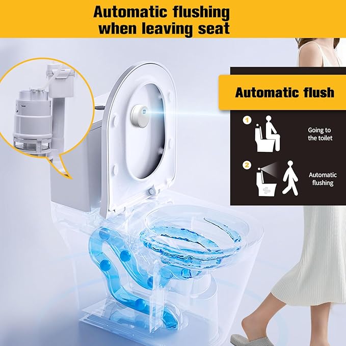 KERDE 3-Inch Water Tank Accessories Touchless Toilet Flush Kit, Automatic Toilet Flusher, Dual Flush Valve Replacement Kit, Battery Powered, One-Piece Toilet Repair,height 10in -11in (3L-24CM)