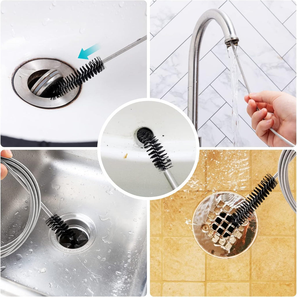 Drain Brush Pipe Cleaning Brush Slim Drain Hole Cleaning Tool Hose Flexible Feeding Tube Cleaning Brush Black Color