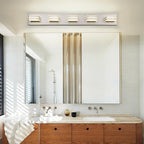 LED Wall Brushed Nickel Vanity Lights for Bathroom Light Fixtures 30W Adjust 3 Colors Modern Bath Lighing Over Mirror LED Vanity Light (5-Light,34inch)