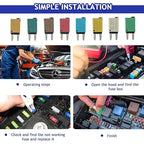 BOJACK ATM Manual Resettable Fuse Low Profile Mini Blade Fuses 5A 6A 7.5A 10A 15A 20A 25A 30A Amp Automotive Circuit Breaker Fuses DC 12V 28 Volts Boat Marine RV Car Truck (8 pcs Mixed
