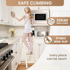 GameGem 4 Step Ladder Folding Step Stool with Wide Anti-Slip Pedal, 330LBS Capacity, Lightweight Portable Stepladder for Home and Kitchen Use, Cream White