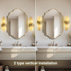 Alabaster Wall Sconces, 13in Brass Alabaster Sconce, Modern Spanish Natural Marble Sconces Lights, Gold Sconces for Bathroom Vanity Bedroom Living Room Staircases Hallway