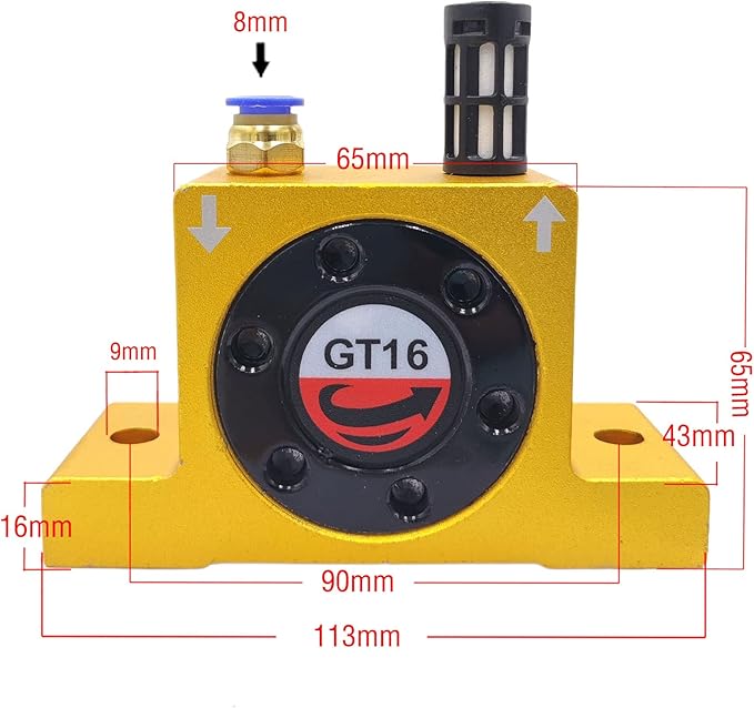 GT16 Pneumatic Air Turbine Vibrator G 1/4" Industrial Pneumatic Turbine Vibrators Golden GT-16 Series