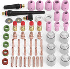 TOOLIOM 71Pcs TIG Welding Torch Accessories Kit Stubby Gas Lens Glass Cup Ceramic Cup Back Cap Kit for WP-17/18/26