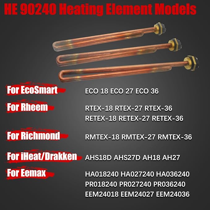 HE 90240 Heating Element 9000W 240V for EcoSmart ECO 27 18 36, for Rheem Rtex Retex 27KW 18KW 36KW, for Eemax for Richmond RMTEX, HE90240 Tankless Water Heater Elements RTEX-27 RETEX-27