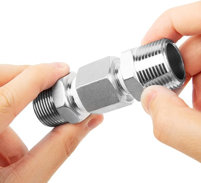 ChillWaves 304 Stainless Steel Pipe Fitting, Reducer Hex Nipple 3/4" NPT Male x 1/2" NPT Male Thread Adapter(3-PACK)