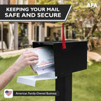 Ilyapa Modern Mailbox for Post Mount - Black with White Door Powder Coated Steel, Waterproof Letter Box for Parcels, with Recessed Magnetic Close Door