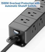 30W USB C Power Strip Surge Protector,4 Side 12 Outlets Desk Power Strip with Ultra Thin Flat Plug,PD Fast Charing,2 USB-C,2 USB-A(4 USB Total 40W),10ft Flat Extension Cord with Multiple Outlets,1200J