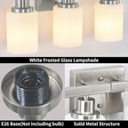 38" Bathroom Vanity Light, 6-Light Nickel Vanity Lights for Bathroom, Wall Sconce Lighting with Milky White Glass Shade, Wall Lights,Bath Vintage Wall Mounted Lamps for Mirror Bedroom