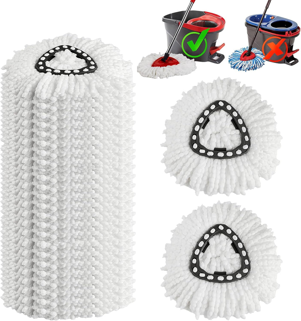 10 Pack Mop Replacement Heads, 100% Microfiber Spin Mop Refills Fits Triangle Mop Replace Head EasyWring 1-Tank System, 360 Degree Mop Head Replacement for Easy Cleaning Floor Mopping
