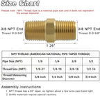 KOOTANS 3/8 NPT x 3/8 NPT Male Solid Brass Nipples Heavy Brass Pipe Adapter Fittings Equal Hex Nipple Connectors 4Pieces