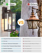 VIANIS Large Dusk to Dawn Porch Lights Outdoor, Oil Rubbed Bronze Exterior Light Fixture Wall Mount, Modern Outdoor Wall Sconce Lantern for Front Door, Outside Garage Lights for House Coach Patio