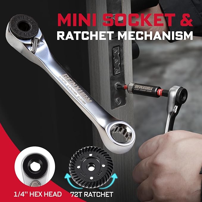 66Pcs Tools Set Packaged with Heavy-duty Tool Box, Include Impact Screwdriver Bits, Nut Driver, Mini Ratchet Wrech and Impact Bit Holder for Home Repairs DIY