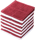Glynniss Dishcloths Kitchen Highly Absorbent Dish Rags 100% Cotton Dish Cloths for Washing Dishes (red White)