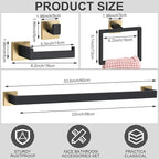 Gisafai 15 Pcs Bathroom Hardware Accessories Set 23.6 Inch Bath Towel Bar Kit Stainless Steel Bathroom Hardware Set Towel Racks Ring Hooks Paper Holder for Wall Mounted (Black Gold)