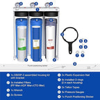 SimPure Whole House Water Filter System, 3 Stages Clear Home Water Pre-Filtration with Carbon Sediment and KDF Filters, Reduce Iron, Chlorine, Manganese, Lead...(DB20P-3KDF)